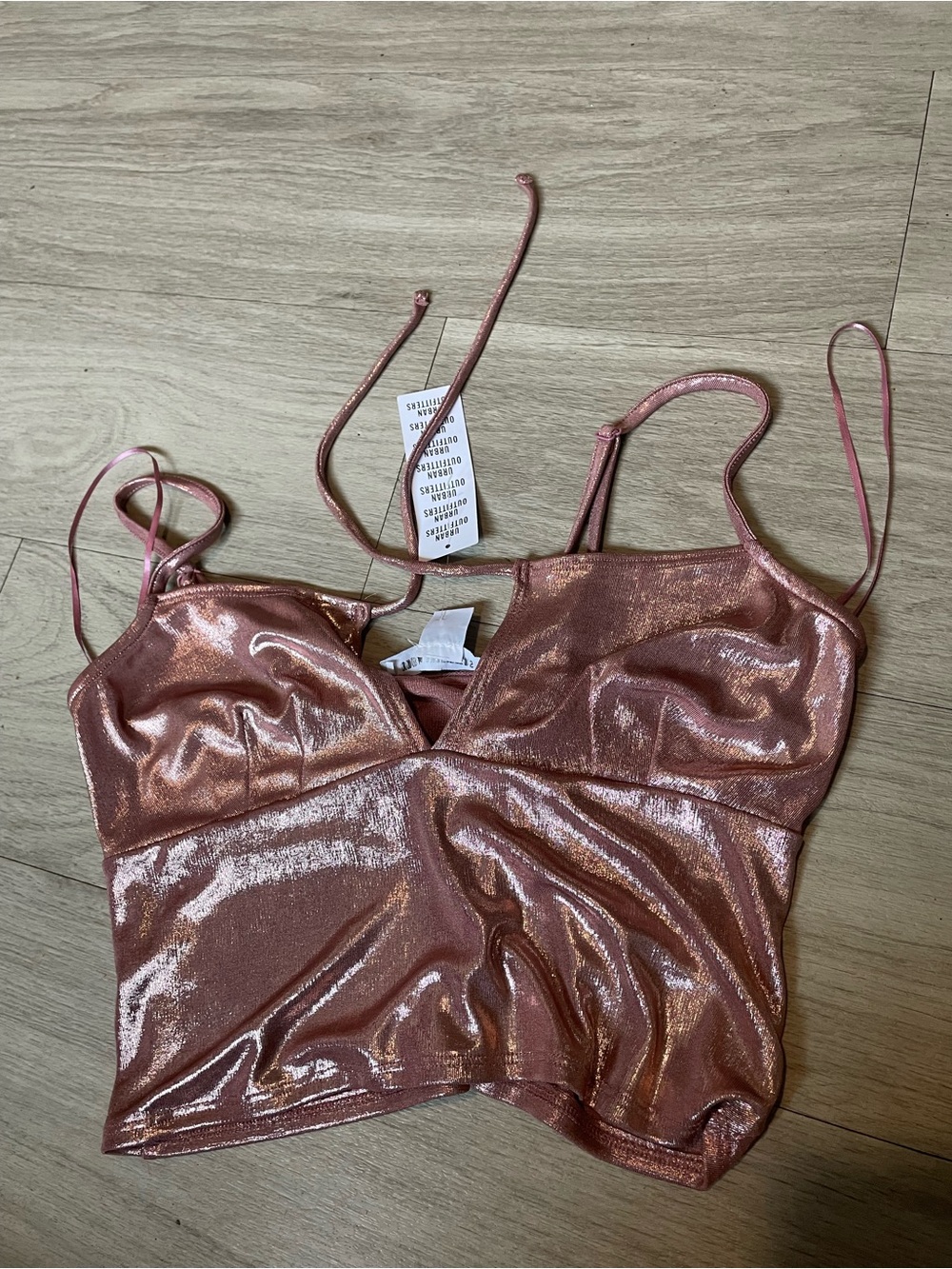 Urban Outfitters Rose Metallic Crop Cami Top